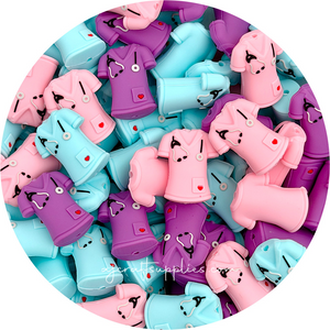 Nurse Scrub Top Silicone 3D Focal Beads - CHOOSE YOUR COLOUR - 2 beads