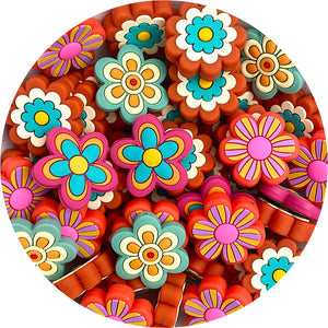 Fancy Flowers Silicone Focal Beads - CHOOSE YOUR COLOUR - 2 beads