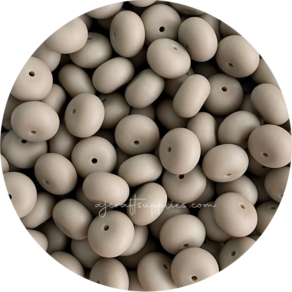 Taupe - 19mm Abacus Silicone Beads - 5 Beads