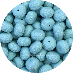 Seafoam - 22mm abacus (Floral Embossed) Silicone Beads - 5 Beads