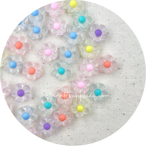 13mm Frosted Matte Acrylic Flower Beads - Choose Your Colour - 5 Beads
