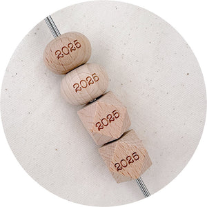 Beech Wood Engraved Beads (2025) - CHOOSE A SIZE - 5 beads
