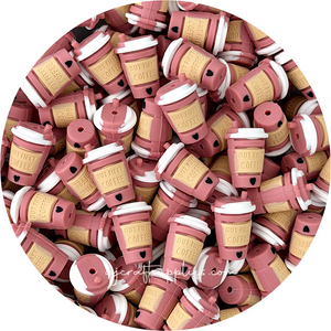 3D 'But First Coffee' Cup Silicone Focal Beads - 2 beads