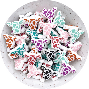 Spotted Cow/Cattle Head Silicone Beads - CHOOSE YOUR COLOUR - 2 beads