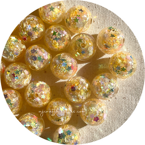 16mm Star Confetti Round Acrylic Beads - Buttery Yellow - 5 Beads