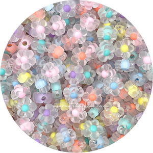 13mm Frosted Matte Acrylic Flower Beads - Choose Your Colour - 5 Beads