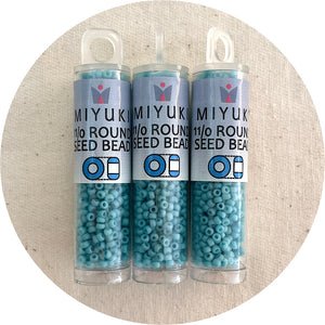 11/0 Miyuki® Round Seed Beads - Fancy Frosted Pale Seafoam Blue - 8.5g Tube