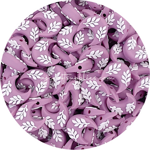 Leaf Crescent Moon Silicone Beads - CHOOSE YOUR COLOUR - 2 beads