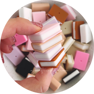 Book Silicone Focal Beads - CHOOSE YOUR COLOUR - 2 beads