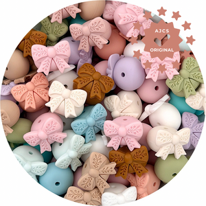 Bow Abacus (22mm) Silicone Beads - CHOOSE YOUR COLOUR - 5 beads