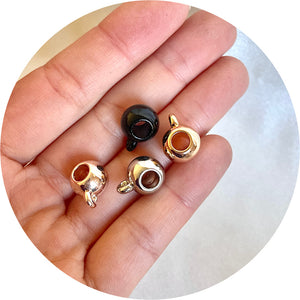 10mm round Acrylic Bail Beads/Charm Hanger (Large Hole) - CHOOSE YOUR COLOUR - 5 Beads