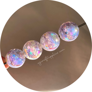 16mm Star Confetti Round Acrylic Beads - Lavender Purple - 5 Beads