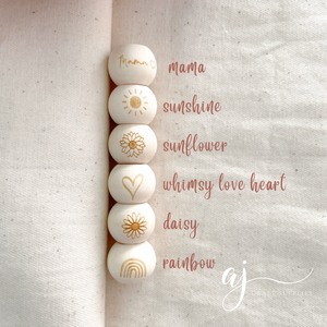 Large Hole Natural Wood Engraved Beads (Choose your Design) - 20mm - 5 beads