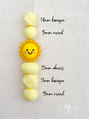 3D Sun Silicone Focal Beads - 2 beads