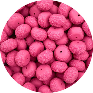 Raspberry 2.0 - 22mm abacus (Floral Embossed) Silicone Beads - 5 Beads
