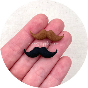 3D Moustache (Mo) Silicone Focal Beads - CHOOSE YOUR COLOUR - 2 beads