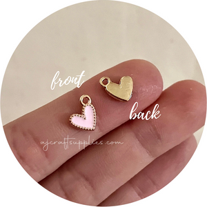 10mm Little Love Heart Enamel Metal Charms - 10 pcs