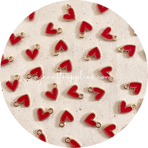 10mm Little Love Heart Enamel Metal Charms - 10 pcs