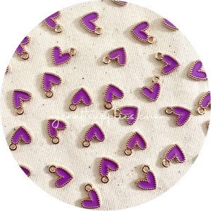 10mm Little Love Heart Enamel Metal Charms - 10 pcs