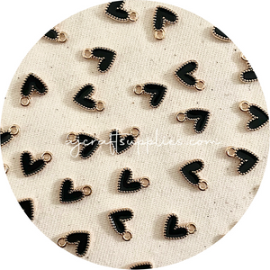 10mm Little Love Heart Enamel Metal Charms - 10 pcs