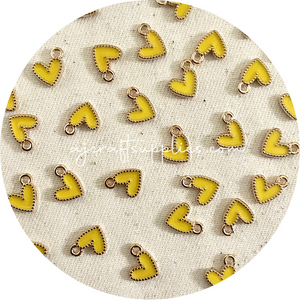 10mm Little Love Heart Enamel Metal Charms - 10 pcs