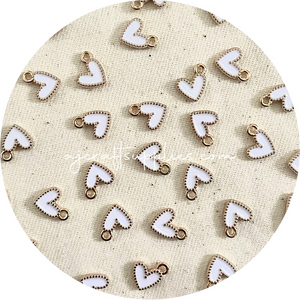10mm Little Love Heart Enamel Metal Charms - 10 pcs