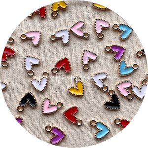 10mm Little Love Heart Enamel Metal Charms - 10 pcs