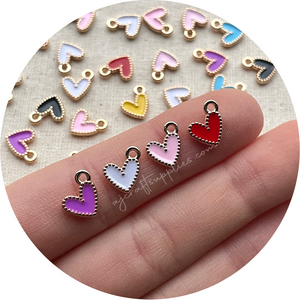 10mm Little Love Heart Enamel Metal Charms - 10 pcs