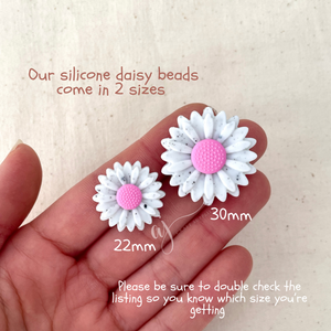 Candy Pink Speckled - 22mm Mini Daisy Silicone Beads - 2 beads