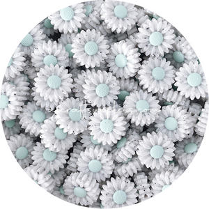 Seabreeze Speckled - 22mm Mini Daisy Silicone Beads - 2 beads