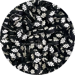 Leaf Crescent Moon Silicone Beads - CHOOSE YOUR COLOUR - 2 beads