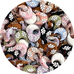 Leaf Crescent Moon Silicone Beads - CHOOSE YOUR COLOUR - 2 beads