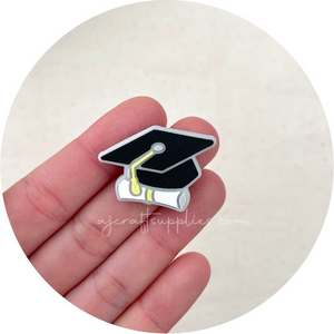 Graduation Hat/Cap & Scroll Silicone Beads - 2 beads