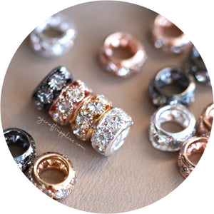 12mm Rhinestone Metal Spacer Beads - CHOOSE YOUR COLOUR - 5 Beads