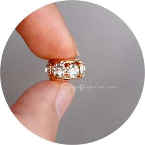 12mm Rhinestone Metal Spacer Beads - CHOOSE YOUR COLOUR - 5 Beads