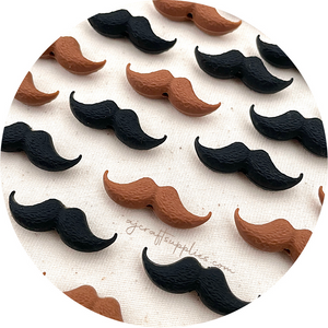 3D Moustache (Mo) Silicone Focal Beads - CHOOSE YOUR COLOUR - 2 beads