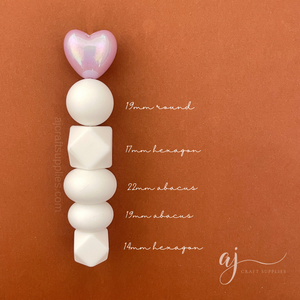 21mm Pearlescent Puffy Heart Acrylic Beads - Choose Your Colour - 2 Beads