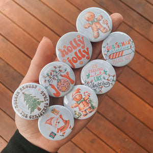 37mm Button Badges (With or Without Pinback) - CHRISTMAS EDITION- 2 badges - CHOOSE YOUR DESIGN