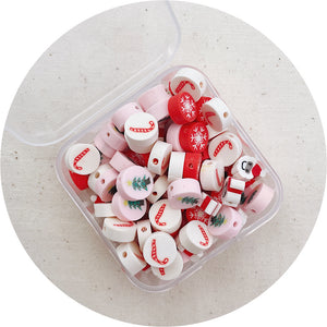 Polymer Clay Mini Beads - Christmas Mix - 80 Beads (4 Designs)