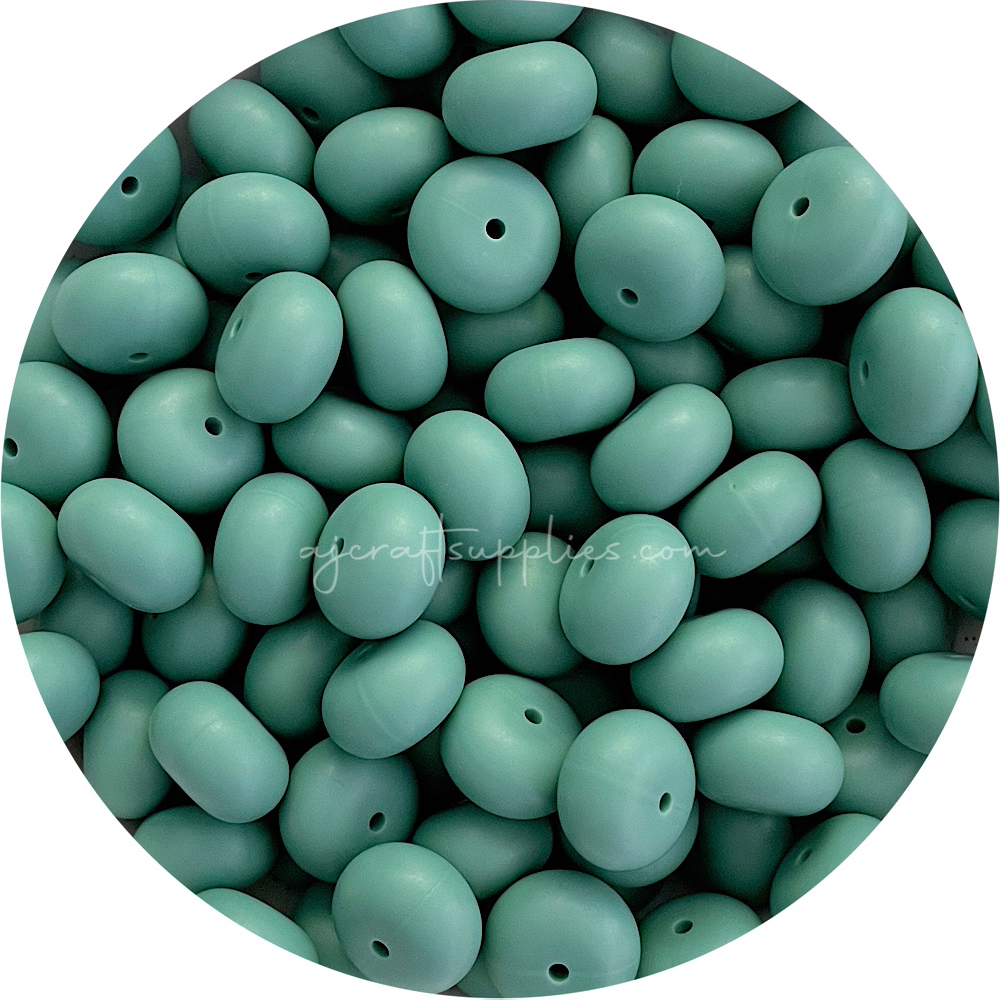 Ether Green - 19mm Abacus Silicone Beads - 5 Beads