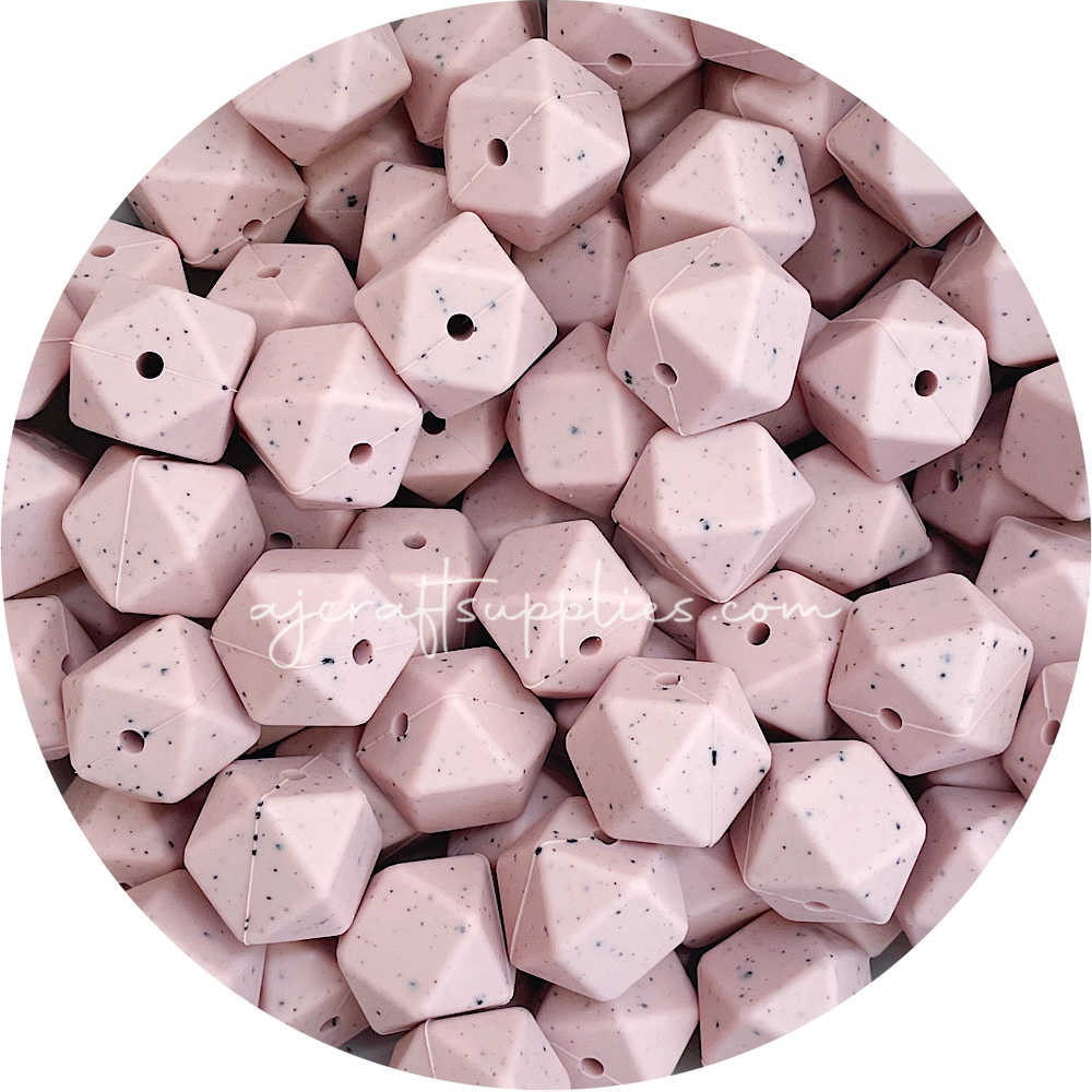 Nude Speckled - 17mm Hexagon - 10 Beads