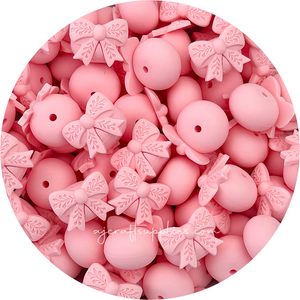 Bow Abacus (22mm) Silicone Beads - CHOOSE YOUR COLOUR - 5 beads