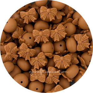Bow Abacus (22mm) Silicone Beads - CHOOSE YOUR COLOUR - 5 beads