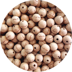 Beech Wood Engraved Beads (EYELASHES) - CHOOSE A SIZE - 5 beads
