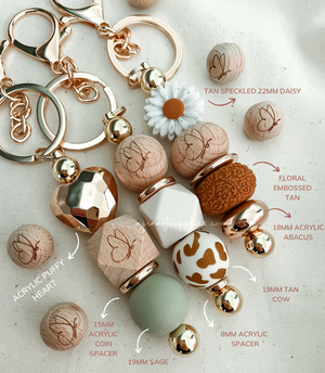 Tan Speckled - 22mm Mini Daisy Silicone Beads - 2 beads