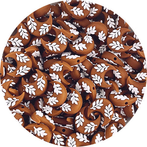 Leaf Crescent Moon Silicone Beads - CHOOSE YOUR COLOUR - 2 beads