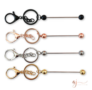 Beadable Bar Keyring Blanks - Choose Your Colour - Each