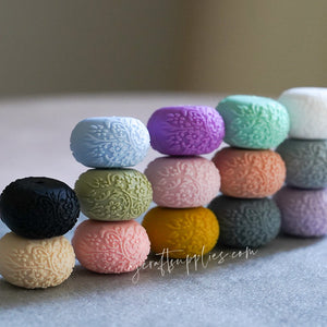 Mauve - 22mm abacus (Floral Embossed) Silicone Beads - 5 Beads