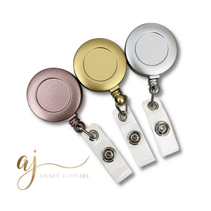 Metallic Retractable Badge Reel with Slide On Clip - CHOOSE YOUR COLOUR - Each