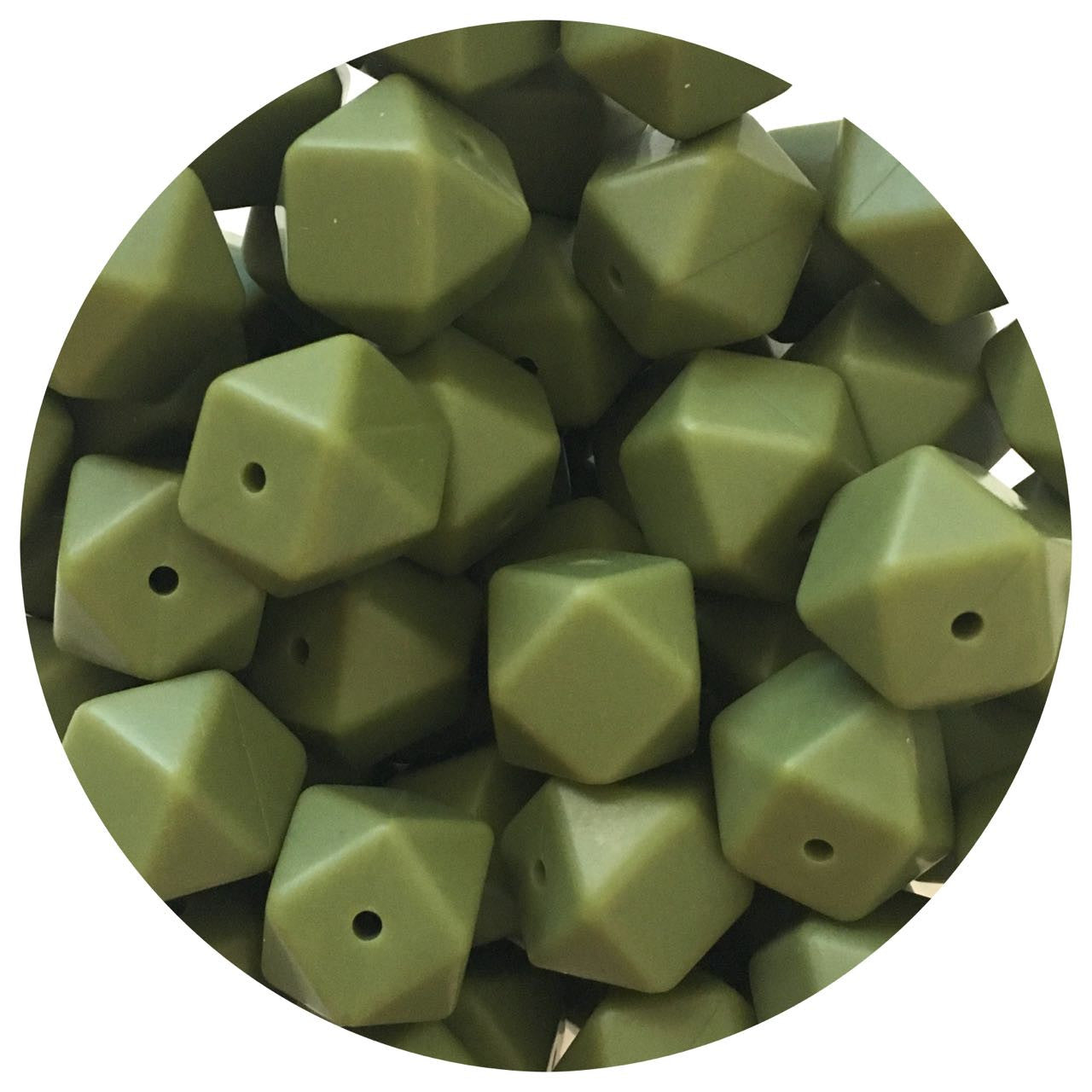 Army Green - 17mm Hexagon - 10 Beads
